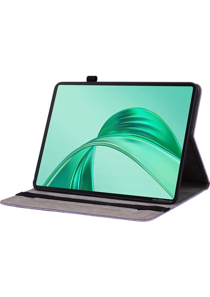 Honor Pad X8A Kılıf Kart Tutucu Çizilmez Deri Kapak Gül Çiçek Baskı-Mor Için (Yurt Dışından)