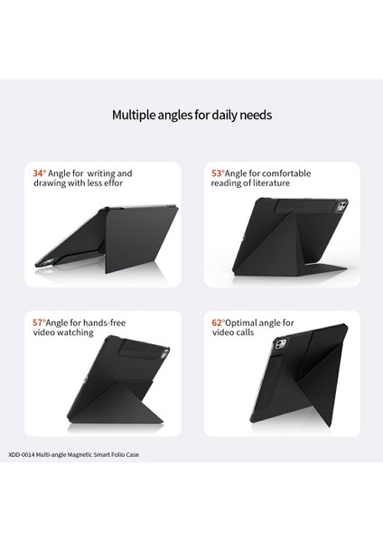 iPad Air 11(2024)/AIR(2022)/(2020)CASE Pu Deri Çok Açılı Stand Akıllı Tablet Kılıfı Kalem Tutuculu-Pembe (Yurt Dışından)
