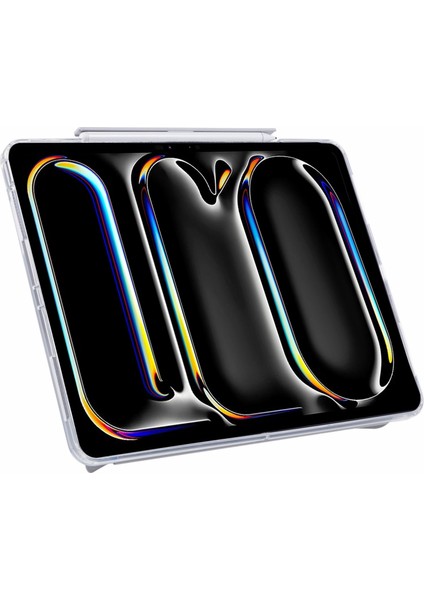 iPad Pro 13(2024) Kılıf Origami Standı Deri Akıllı Tablet Kapağı Geri Çekilebilir Kalem Yuvası-Gri (Yurt Dışından)