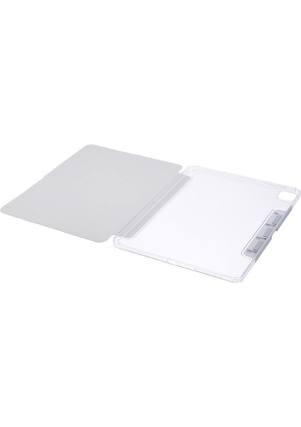 iPad Pro 13(2024) Kılıf Origami Standı Deri Akıllı Tablet Kapağı Geri Çekilebilir Kalem Yuvası-Gri (Yurt Dışından)