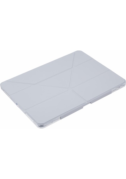 iPad Pro 13(2024) Kılıf Origami Standı Deri Akıllı Tablet Kapağı Geri Çekilebilir Kalem Yuvası-Gri (Yurt Dışından)