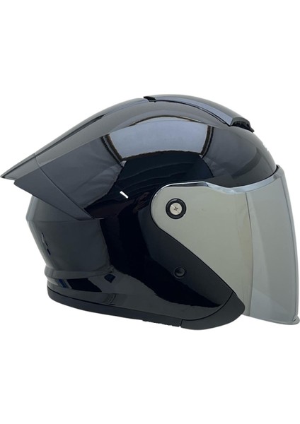 655 Siyah Yarım Vizörlü Kask