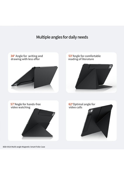 iPad Pro 11(2024) Kılıf Pu Deri Çok Açılı Stand Kalem Tutuculu Akıllı Tablet Kılıfı-Pembe (Yurt Dışından)