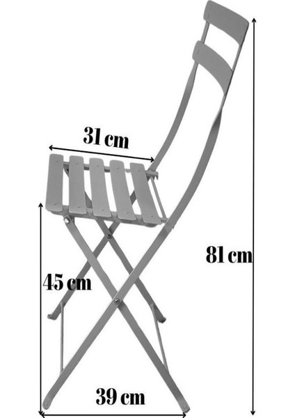 Bistro Serisi Katlanır Metal 2'li Sandalye: Antrasit Gri RAL7016, Restoran Sandalye, Kafe Sandalye