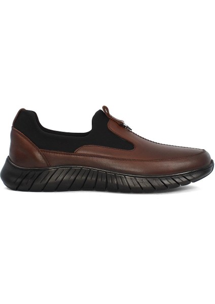 Erkek Taba Kalın Tabanlı Deri Günlük Ayakkabı