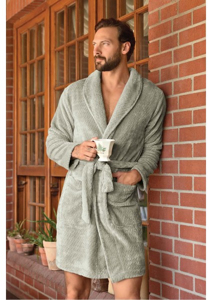 Aydoğan Erkek Uzun Kollu Fitilli Wellsoft Sabahlık Gri