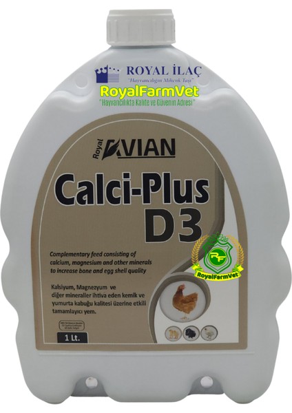Royal Ilaç Calci Plus D3 1 Lt. Kanatlılarda Yumurta Kabuk Kalitesi Için Tamamlayıcı Yem