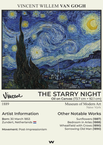 The Starry Night Van Gogh Büyük Boy Poster 50 x 70 cm