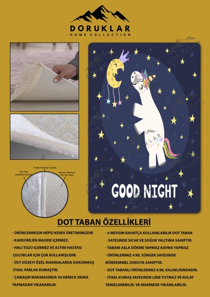 Kaymaz Taban Makinada Yıkanabilir Dijital Baskı Unicorn Desenli Çocuk Odası Halısı Dot Taban Halı fiyatları