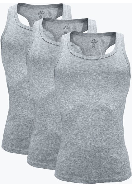 Erkek Gri 3 Lü Paket %100 Pamuk Ribana Sporcu Atleti 3M039-E