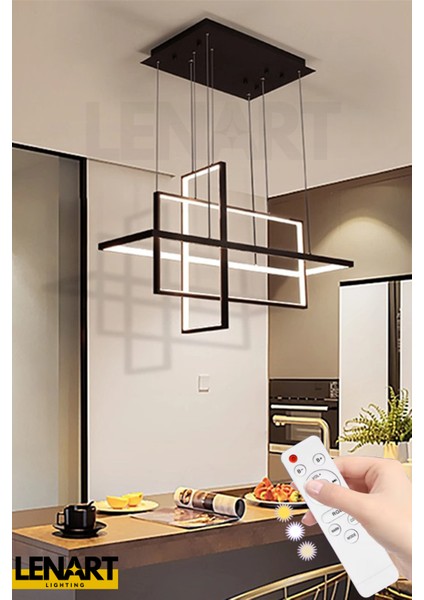 Modern, Yüksek Aydınlatmalı Sarkıt LED Avize, Kumandalı Avize, 3 Renk Aydınlatmalı, Salon Avizesi
