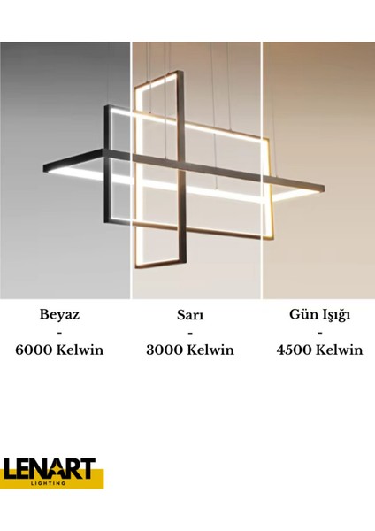 Modern, Yüksek Aydınlatmalı Sarkıt LED Avize, Kumandalı Avize, 3 Renk Aydınlatmalı, Salon Avizesi