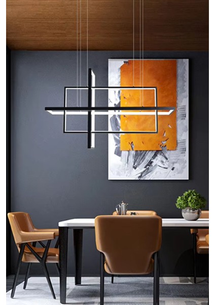Modern, Yüksek Aydınlatmalı Sarkıt LED Avize, Kumandalı Avize, 3 Renk Aydınlatmalı, Salon Avizesi