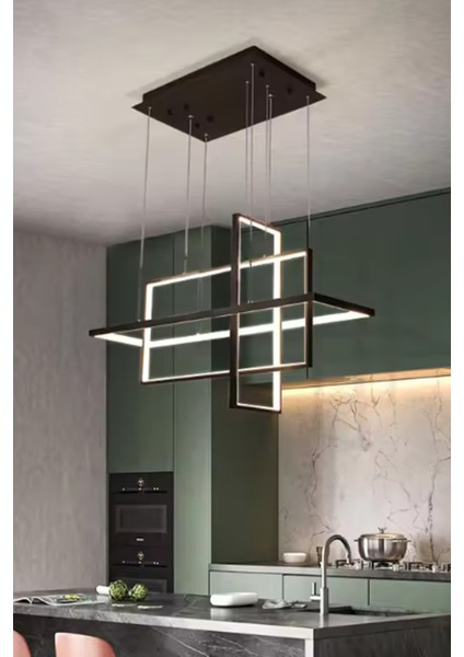Modern, Yüksek Aydınlatmalı Sarkıt LED Avize, Kumandalı Avize, 3 Renk Aydınlatmalı, Salon Avizesi
