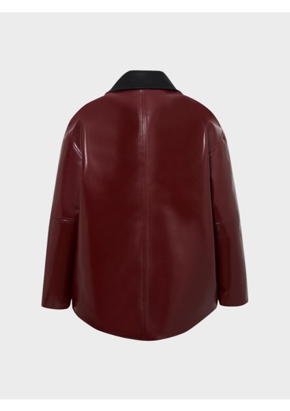 Zeytin Çekirdeği Oversize Ceket - Bordo