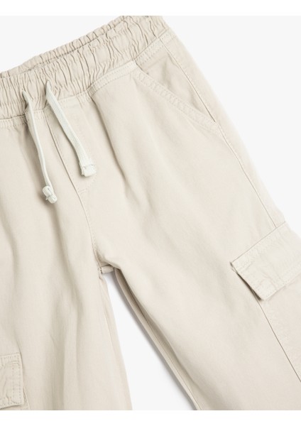 Beli Bağcıklı Kapaklı Cep Detaylı Pamuklu Jogger Pantolon modelleri