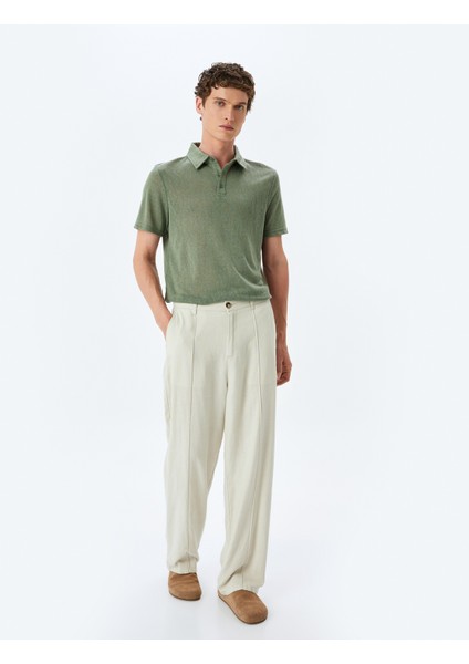 Kısa Kollu Yarı Transparan Polo Yaka Tişört