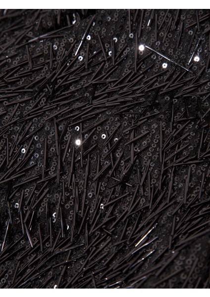 Boru Boncuklu Payetli Mini Etek - Siyah indirimleri