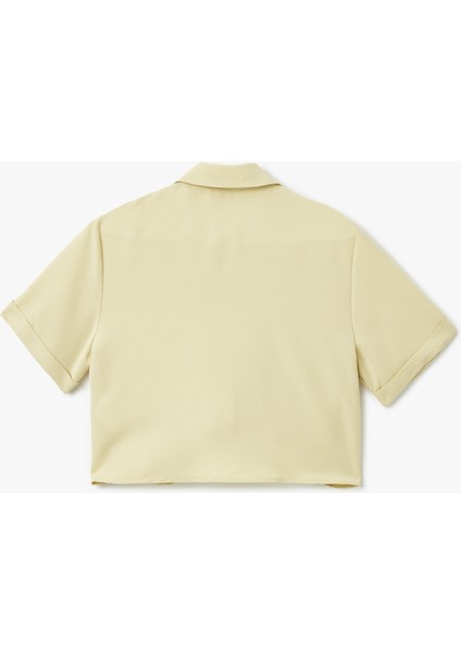 Modal Kumaş Kısa Kollu Cep Detaylı Crop Gömlek fiyatları