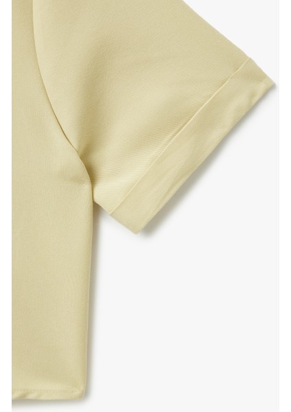 Modal Kumaş Kısa Kollu Cep Detaylı Crop Gömlek modelleri