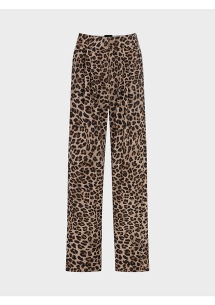 Önü Pileli Geniş Paça Pantolon - Leopar modelleri