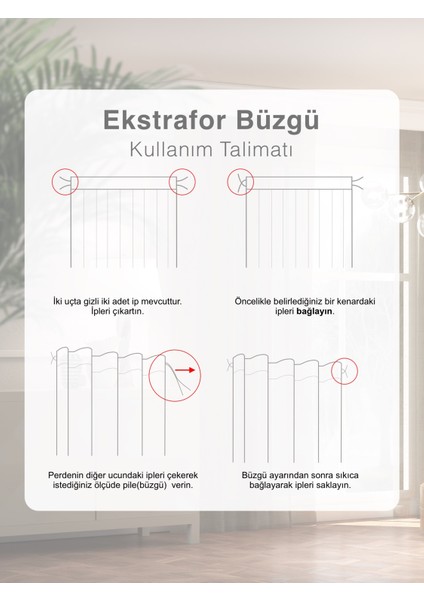 Kırık Beyaz Keten Görünümlü Düz Tül Perde Ütü Istemez