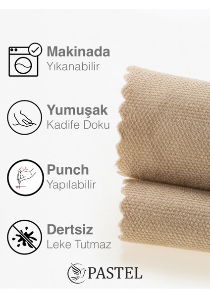 Kadife Dokulu Haki Renk Kırlent Yastık Kılıfı Freedom Serisi Punch Için Uygun
