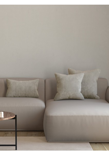 Kadife Dokulu Keten Renk Kırlent Yastık Kılıfı Freedom Serisi Punch Için Uygun