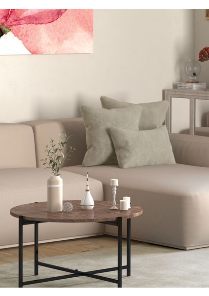 Kadife Dokulu Keten Renk Kırlent Yastık Kılıfı Freedom Serisi Punch Için Uygun fiyatları