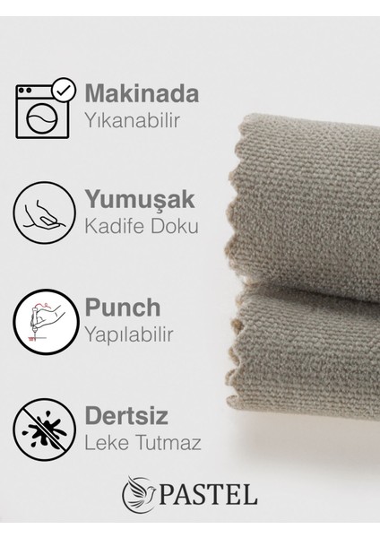 Kadife Dokulu Keten Renk Kırlent Yastık Kılıfı Freedom Serisi Punch Için Uygun