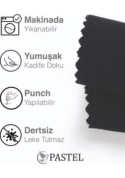 Kadife Dokulu Siyah Renk Kırlent Yastık Kılıfı Freedom Serisi Punch Için Uygun