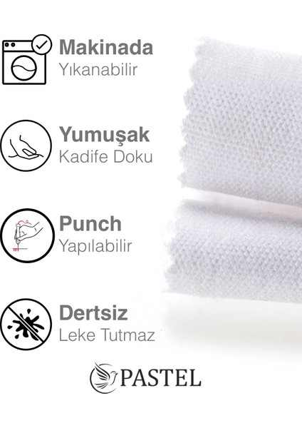 Kadife Dokulu Beyaz Renk Kırlent Yastık Kılıfı Freedom Serisi Punch Için Uygun