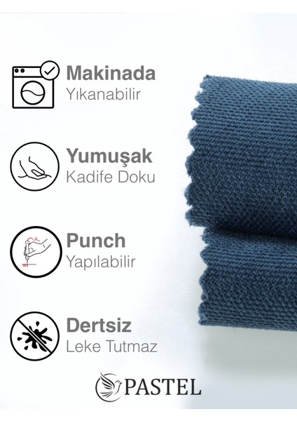 Kadife Dokulu Koyu Mavi Kırlent Yastık Kılıfı Freedom Serisi Punch Için Uygun