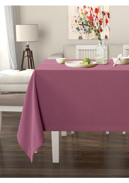 Lavanta Pembesi Masa Örtüsü Kadife Dokulu Leke Tutmaz