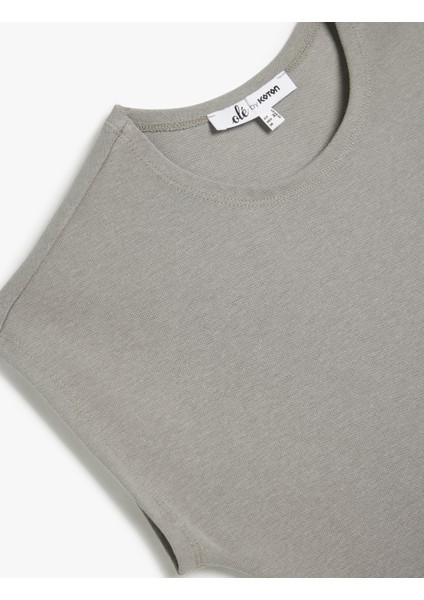 Bisiklet Yaka Kolsuz Modal Karışımlı Slim Fit Crop Tişört