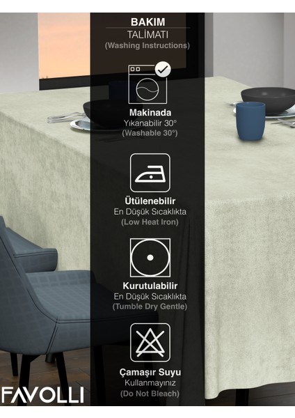 Açık Gri Masa Örtüsü Kadife Dokulu Leke Tutmaz