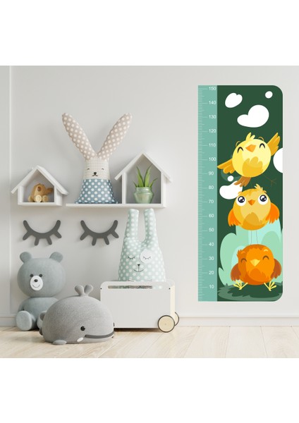 Sevimli Civcivler Boy Ölçme Cetveli Çocuk Odası Duvar Sticker