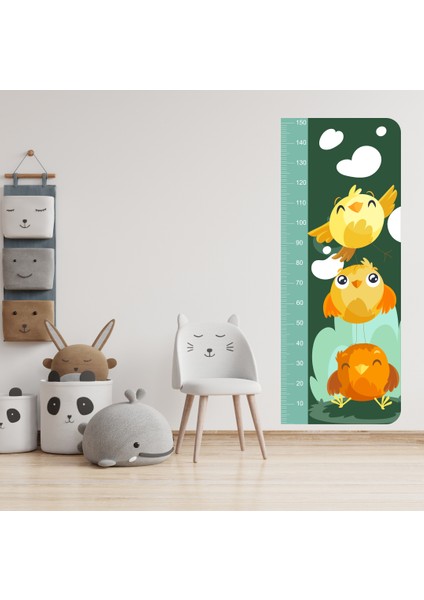 Sevimli Civcivler Boy Ölçme Cetveli Çocuk Odası Duvar Sticker