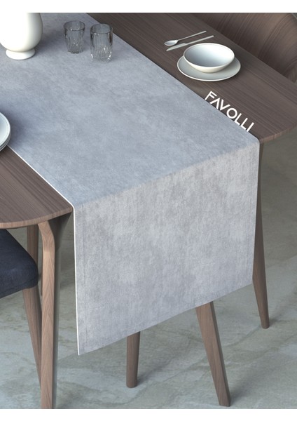 Beyaz Renk Kadife Dokulu Runner Dream Series 40 x 140