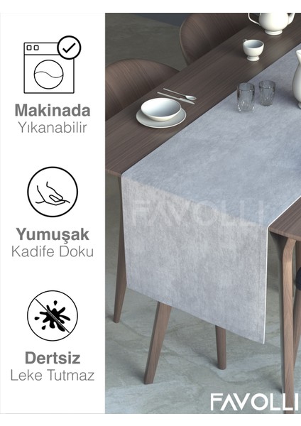 Beyaz Renk Kadife Dokulu Runner Dream Series 40 x 140 modelleri