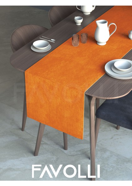 Turuncu Renk Kadife Dokulu Runner Dream Series 40 x 140 fiyatları