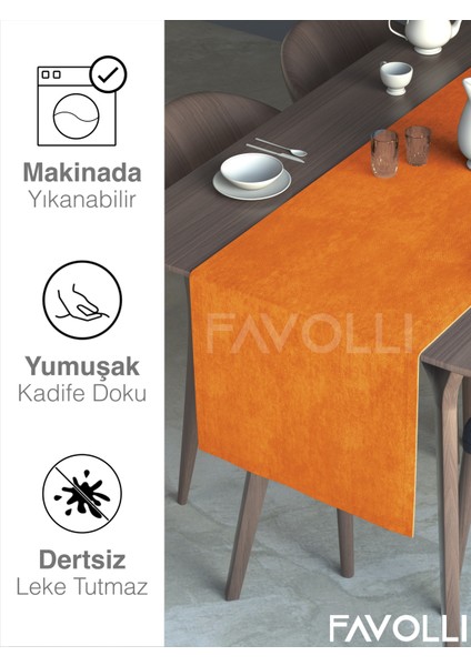 Turuncu Renk Kadife Dokulu Runner Dream Series 40 x 140 modelleri