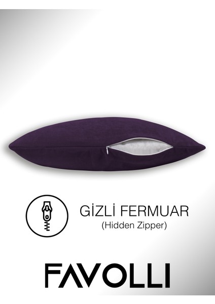 Kadife Dokulu Erik Moru Kırlent Kılıfı Dream Serisi Punch Için Uygun Gizli FERMUAR50 x 30 cm