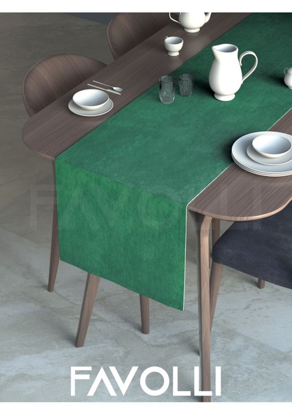Zümrüt Renk Kadife Dokulu Runner Dream Series 40 x 140 fiyatları