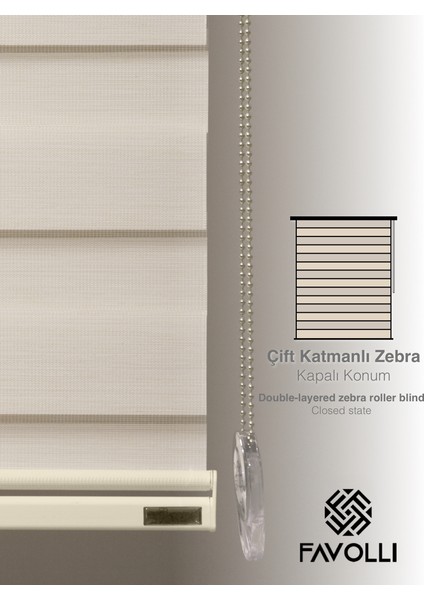 Krem Renk Eco Bambu Stor Zebra Perde A+ Kalite , Dayanıklı Alüminyum Kasa