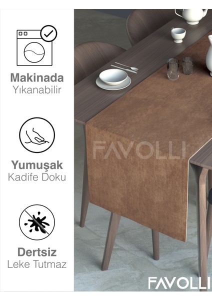 Kahverengi Kadife Dokulu Runner Dream Series 40 x 140 modelleri