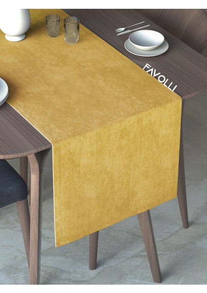 Güneş Sarısı Rengi Kadife Dokulu Runner Dream Series 40 x 140