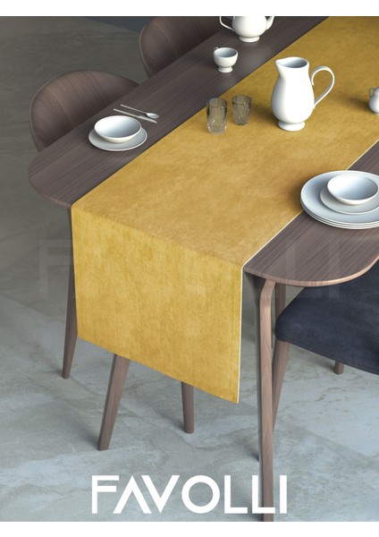 Güneş Sarısı Rengi Kadife Dokulu Runner Dream Series 40 x 140 fiyatları