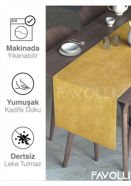 Güneş Sarısı Rengi Kadife Dokulu Runner Dream Series 40 x 140 modelleri