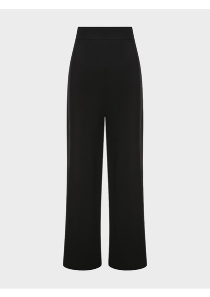 Yüksek Belli Nervür Dikişli Bol Paçalı Maxi Boy Pileli Pantolon - Siyah fırsatları